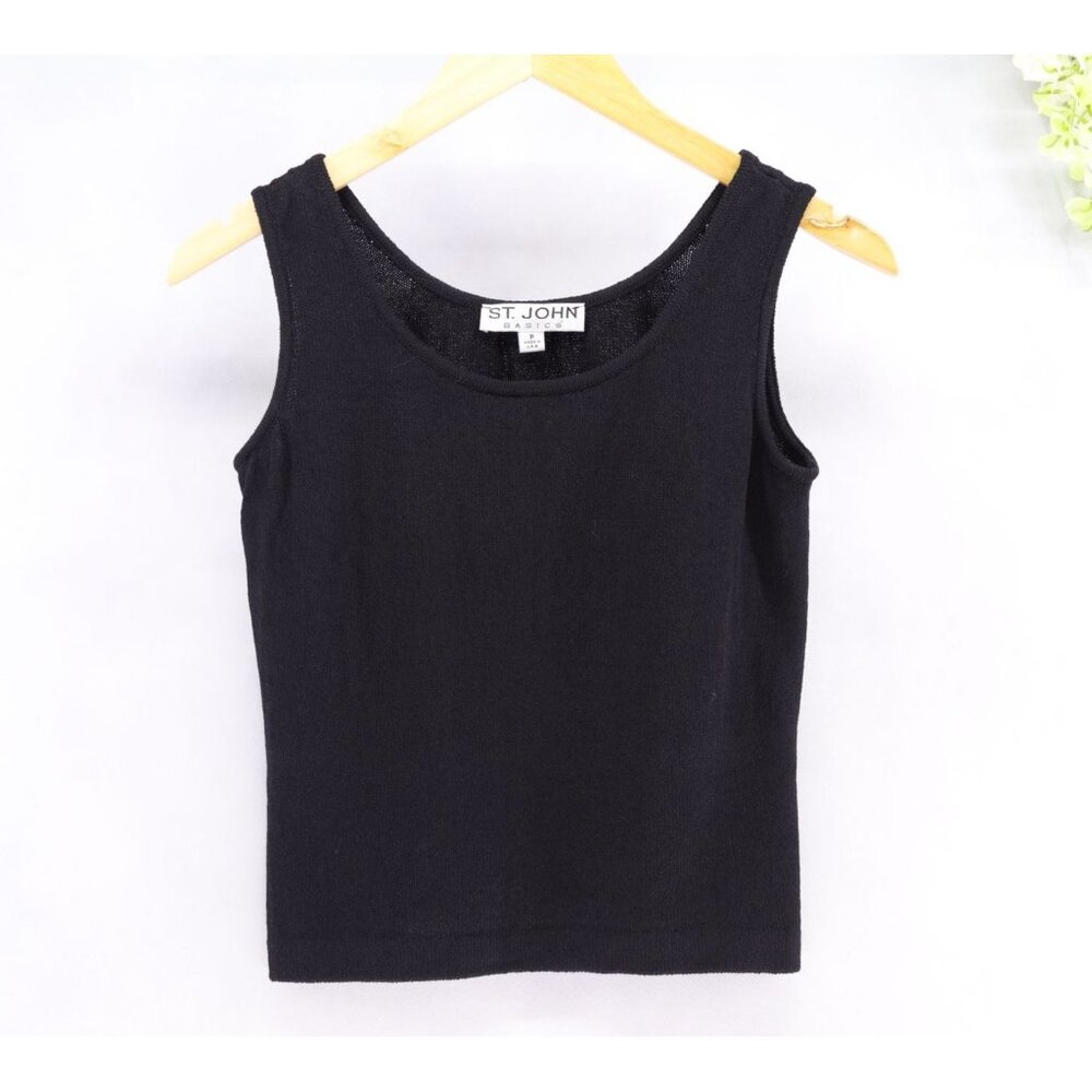 St. John Basic Women's Scoop Neck Stretch Knit Sleeveless Top Sz P